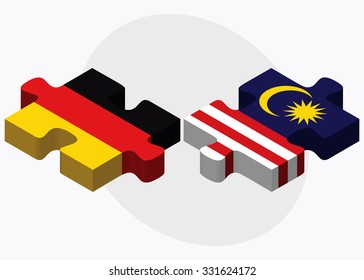 Germany and Malaysia Flags in puzzle isolated on white background