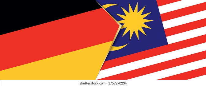 Deutschland und Malaysia Flaggen, zwei Vektorflaggen Symbol für Beziehung oder Konfrontation.