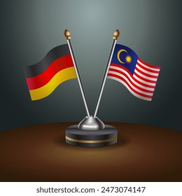 Germany and Malaysia table flags relation with gradient backgrund. Vector Illustration