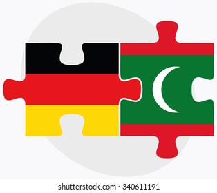Germany and Maldives Flags in puzzle isolated on white background