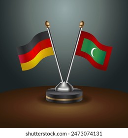 Germany and Maldives table flags relation with gradient backgrund. Vector Illustration