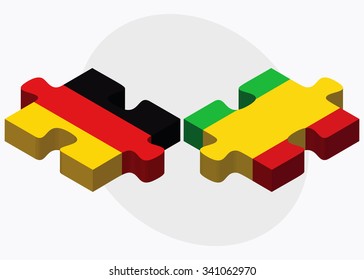 Germany and Mali Flags in puzzle isolated on white background