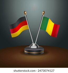 Germany and Mali table flags relation with gradient backgrund. Vector Illustration