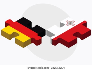 Germany and Malta Flags in puzzle isolated on white background