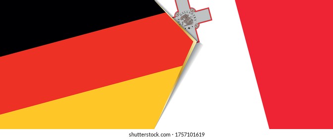 Deutschland und Malta Flaggen, zwei Vektorflaggen Symbol für Beziehung oder Konfrontation.