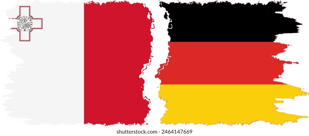 Germany and Malta grunge flags connection, vector