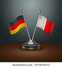 Germany and Malta table flags relation with gradient backgrund. Vector Illustration