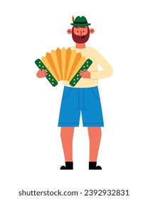 germany man with lederhosen and accordion vector isolated