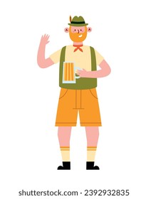 germany man with lederhosen and beer glass vector isolated