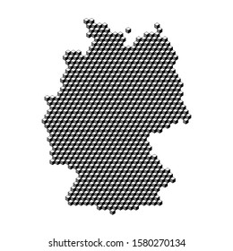 Germany map from 3D black cubes isometric abstract concept, square pattern, angular geometric shape. Vector illustration.