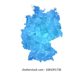 Germany Map - Abstract geometric rumpled triangular low poly style gradient graphic on white background , line dots polygonal design for your . Vector illustration eps 10.