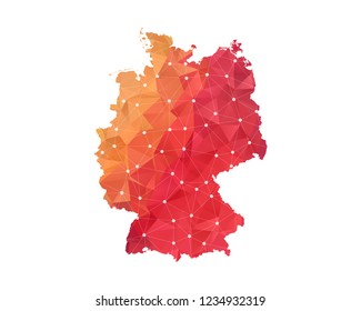 Germany Map - Abstract geometric rumpled triangular low poly style gradient graphic on white background , line dots polygonal design for your . Vector illustration eps 10.