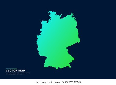 Germany map of abstract gradient green blue concept with technology light effect vector.