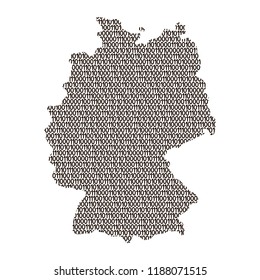 Germany map abstract schematic from black ones and zeros binary digital code. Vector illustration.