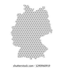 Germany map abstract schematic from black lines repeating pattern geometric background with rhombus and nodes from rhombuses. Vector illustration.