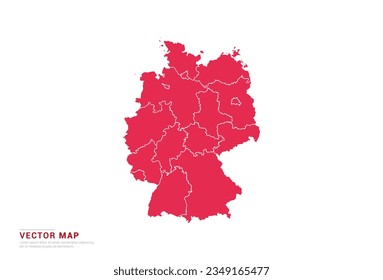 Germany Map - abstract style red isolated on white background for infographic, design vector.