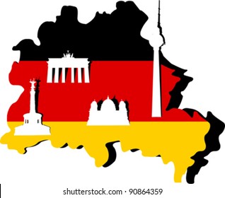 Germany Map and Berlin Architecture