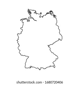 Germany map of black contour curves of vector illustration.