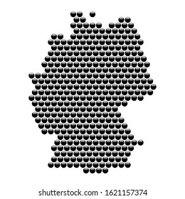 Germany map from black glossy spheres 3d or volumetric balls abstract concept geometric shape. Vector illustration.