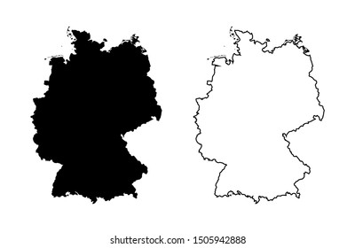 Germany Map Blank Silhouette and Outline Vector isolate on white background