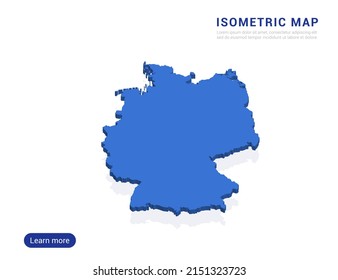 Germany map blue isolated on white background with 3d isometric vector illustration.