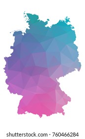 germany map. Blue and Pink polygonal shape vector illustration on white background. Vector illustration eps 10.
