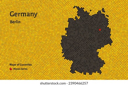 Mapa de Alemania con la capital de Berlín en un patrón mosaico