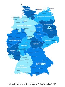 Germany map. Cities regions Vector illustration