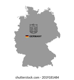 Mapa de Alemania con escudo de armas. aislado en fondo blanco