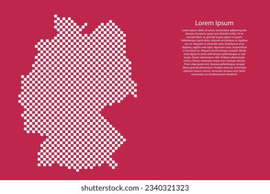 Germany map country from checkered white square grid pattern on red viva magenta background