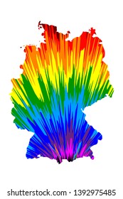 Germany - map is designed rainbow abstract colorful pattern, Federal Republic of Germany map made of color explosion,