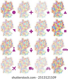 Mapa de Alemania en diferentes iconos
