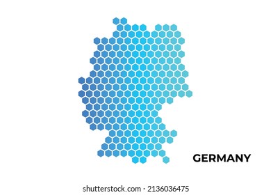 Germany map digital hexagon shape on white background vector illustration