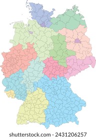 Germany map with Districts by State