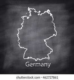 Germany map drawn with chalk on blackboard background