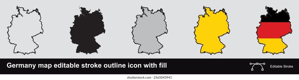 Germany map editable stroke outline icon with fill