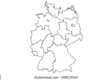 Germany map and federal states map vector transparent
