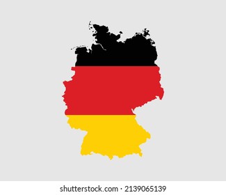 Germany Map Flag. Map of the Federal Republic of Germany with the German country banner. Vector Illustration.