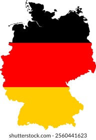 Germany Map with Flag. Map of Federal Republic of Germany with German flag. Germany map on White Background. Vector illustration