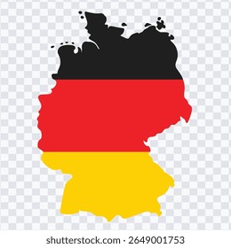 Germany Map Flag. Map of the Federal Republic of Germany with the German country banner. Vector Illustration