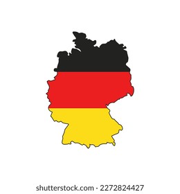 Icono del mapa y la bandera de Alemania, ilustración aislada del vector.