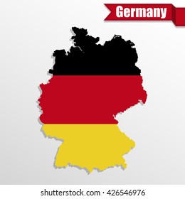 Germany map with Germany flag inside and ribbon