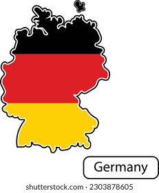 Germany map with flag inside. Vector illustration isolated on white background.
