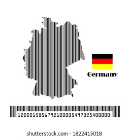 Germany map flag made bar code, vector illustration.