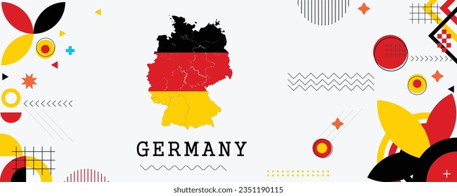 GERMANY Map Flag national day banner design. flag theme graphic art web background. Abstract celebration geometric decoration vector illustration