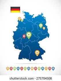 Germany Map with Flag and Navigation Icons