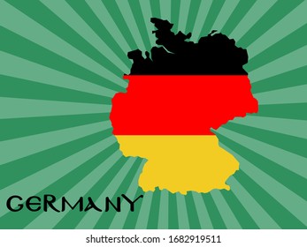 Deutschland-Karte und Flagge auf grünem Hintergrund