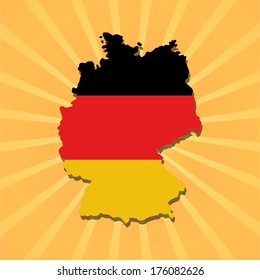 Germany map flag on sunburst vector illustration