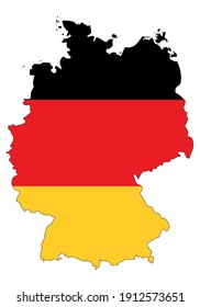 Germany map with flag - outline of german state with a national flag, white background, vector