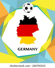 Germany Map and Flag with Soccer theme and modern frame